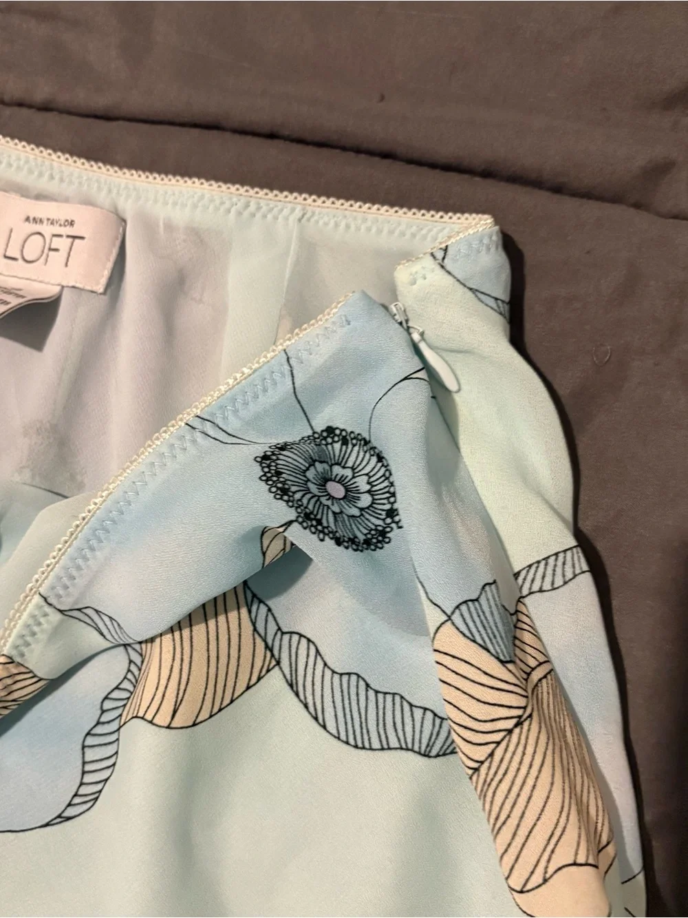 LOFT Pastel Floral A-Line Skirt - Picture 4 of 6